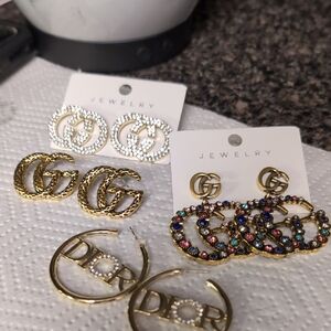 Source Unknown Gold and Multicolor Earrings Collection